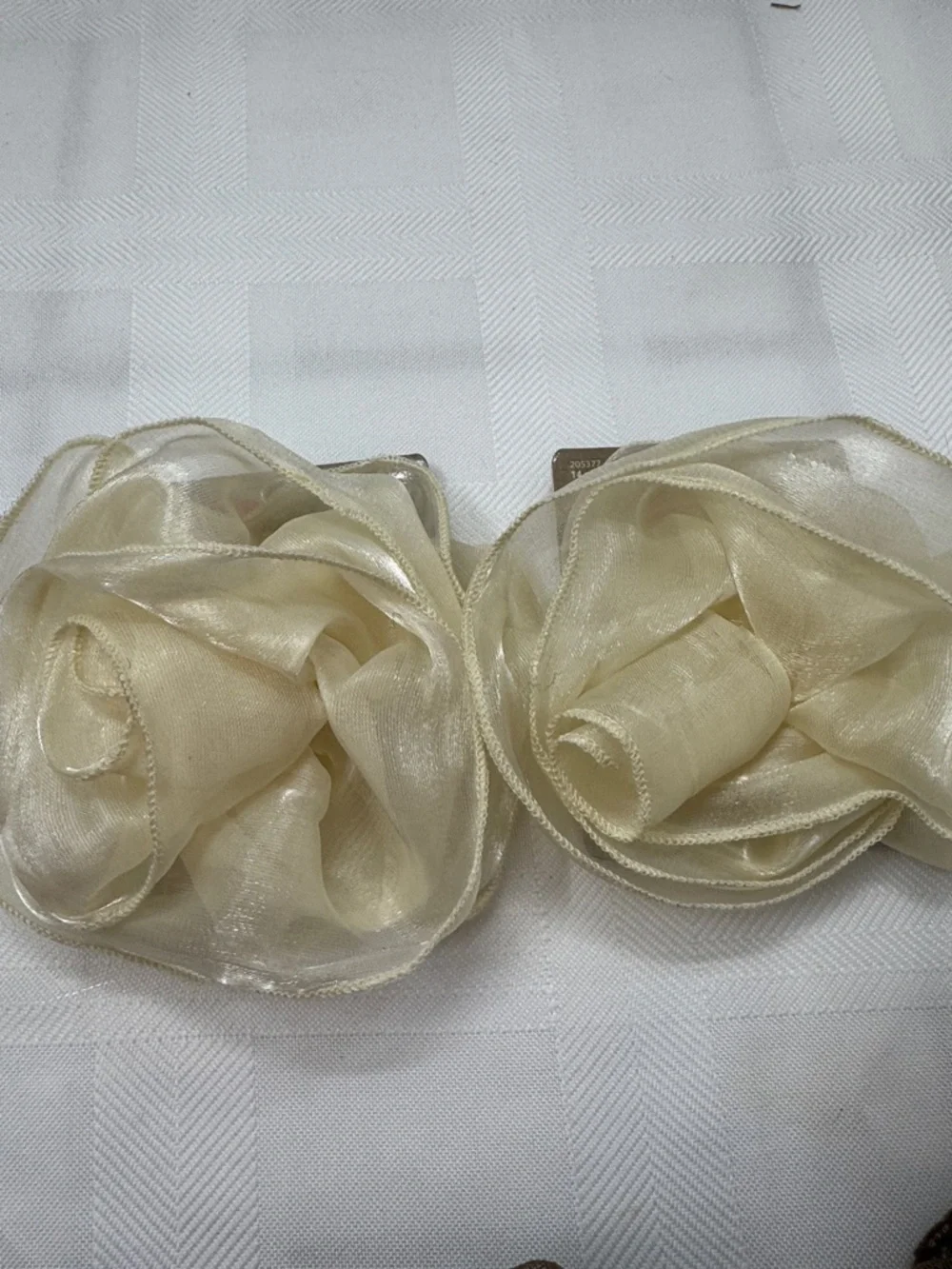Cream & Brown Fabric Floral Hair Clips - Set of 9 Decorative Accessories